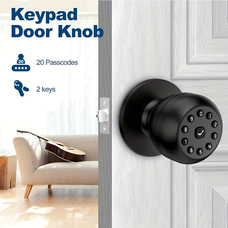 keyless entry door lock with keypad smart door knob keypad door knob   with keypad smart door lock digital door lock with keypad for indoors bedrooms apartments details 2