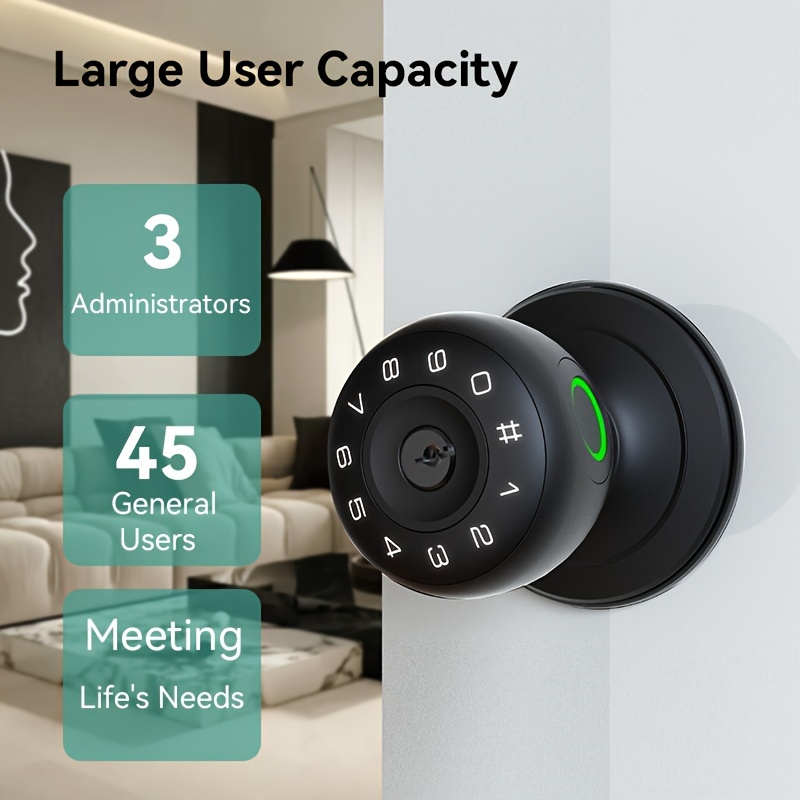 for smart wireless door knob with fingerprint password   wireless enabled battery powered aluminum alloy lock for home and office security keyless entry door lock details 0