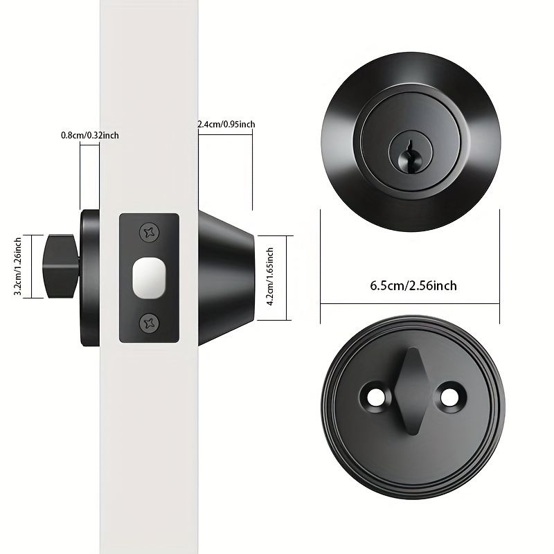 matte black deadbolt lock single cylinder security door lock keyed entry pick resistant durable metal construction details 1