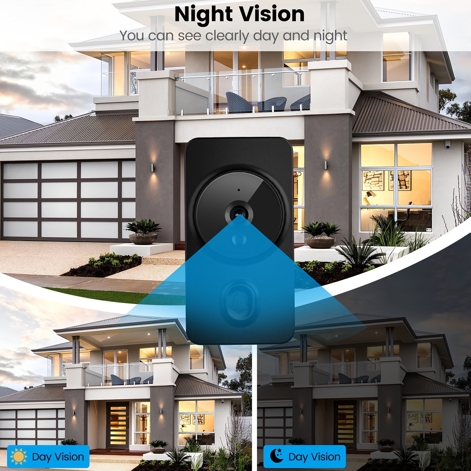 new smart video doorbell app control phone reminder two way intercom 2 4g wireless wifi for home and commercial use night vision with cloud storage function camera no hole installation aaa battery power shipped without battery details 3