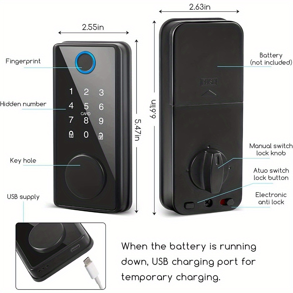 electronic smart door lock fingerprint card password   security details 6