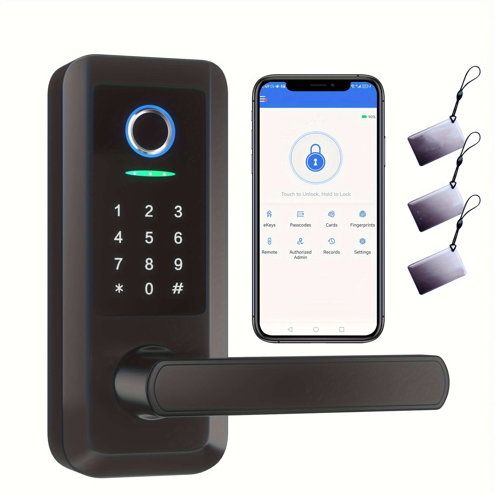 black fingerprint door lock heavy duty keyless entry door lock smart door lock wifi keypad door locks electronic digital lock with reversible handle free app fobs code details 0