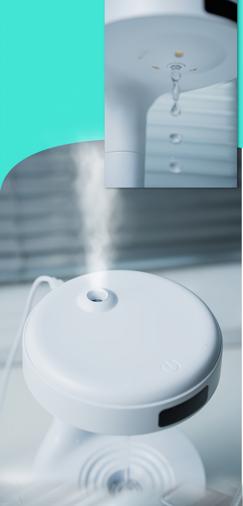 anti gravity ultrasonic humidifier 2024 upgrade cool mist desktop humidifier quiet diffuser with led clock display auto shutdown power off protection for kids friend lover gift bedroom home living room with night light for room office 800ml details 3