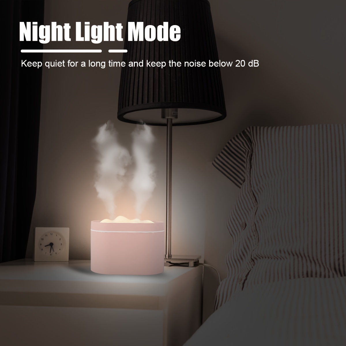   cool mist humidifier mini 4w night light humidifier with two outlets 800ml multifunctional personal desk humidifier type c plastic low noise humidifier for home office dormitory details 3