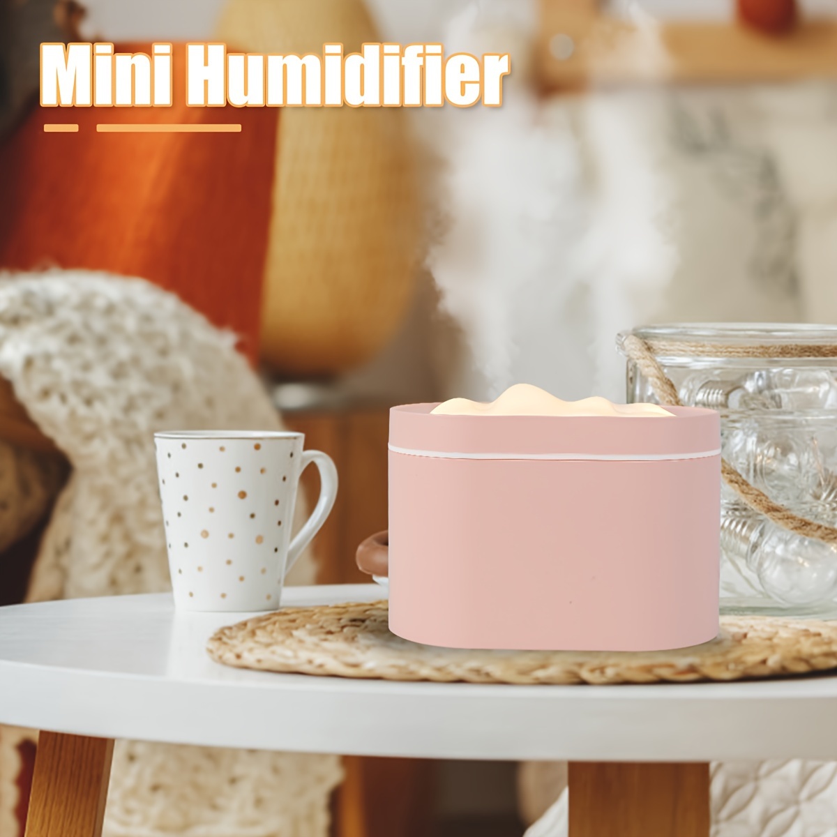   cool mist humidifier mini 4w night light humidifier with two outlets 800ml multifunctional personal desk humidifier type c plastic low noise humidifier for home office dormitory details 6