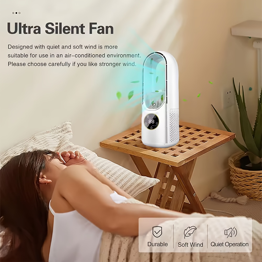 usb fan humidifier bladeless fan humidifier 2 in 1 with ambient light for office bedroom etc perfect gift for summer details 3