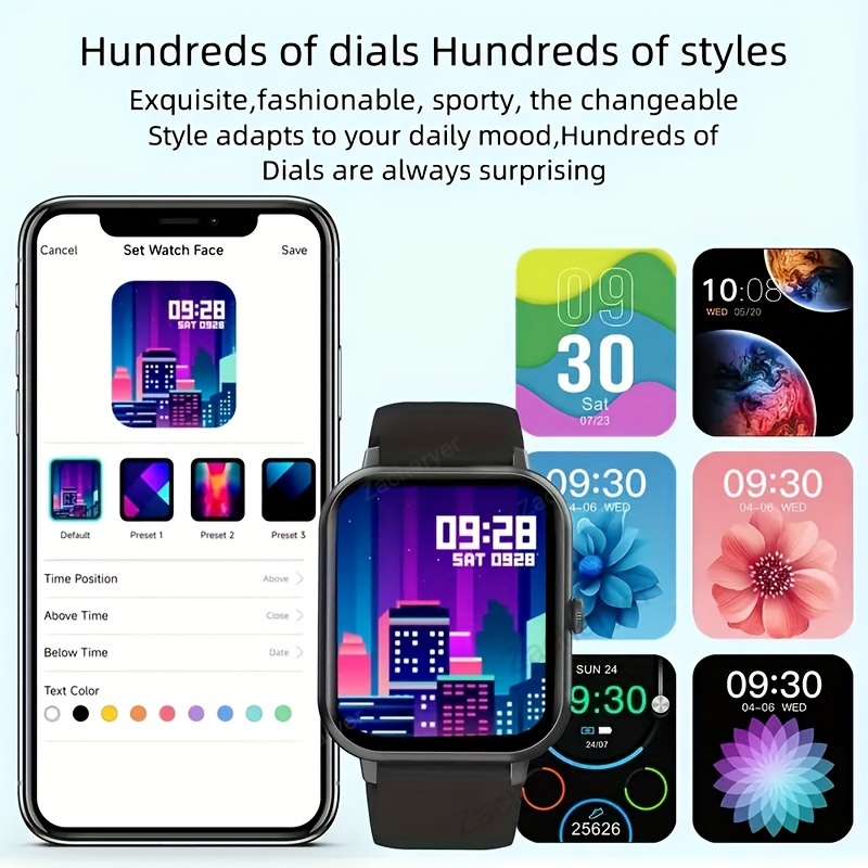 smart watch wireless calling dial multi sport mode information reminder various app reminders suitable for men and women sports watches change wallpaper fitness monitoring for iphone andriod details 0