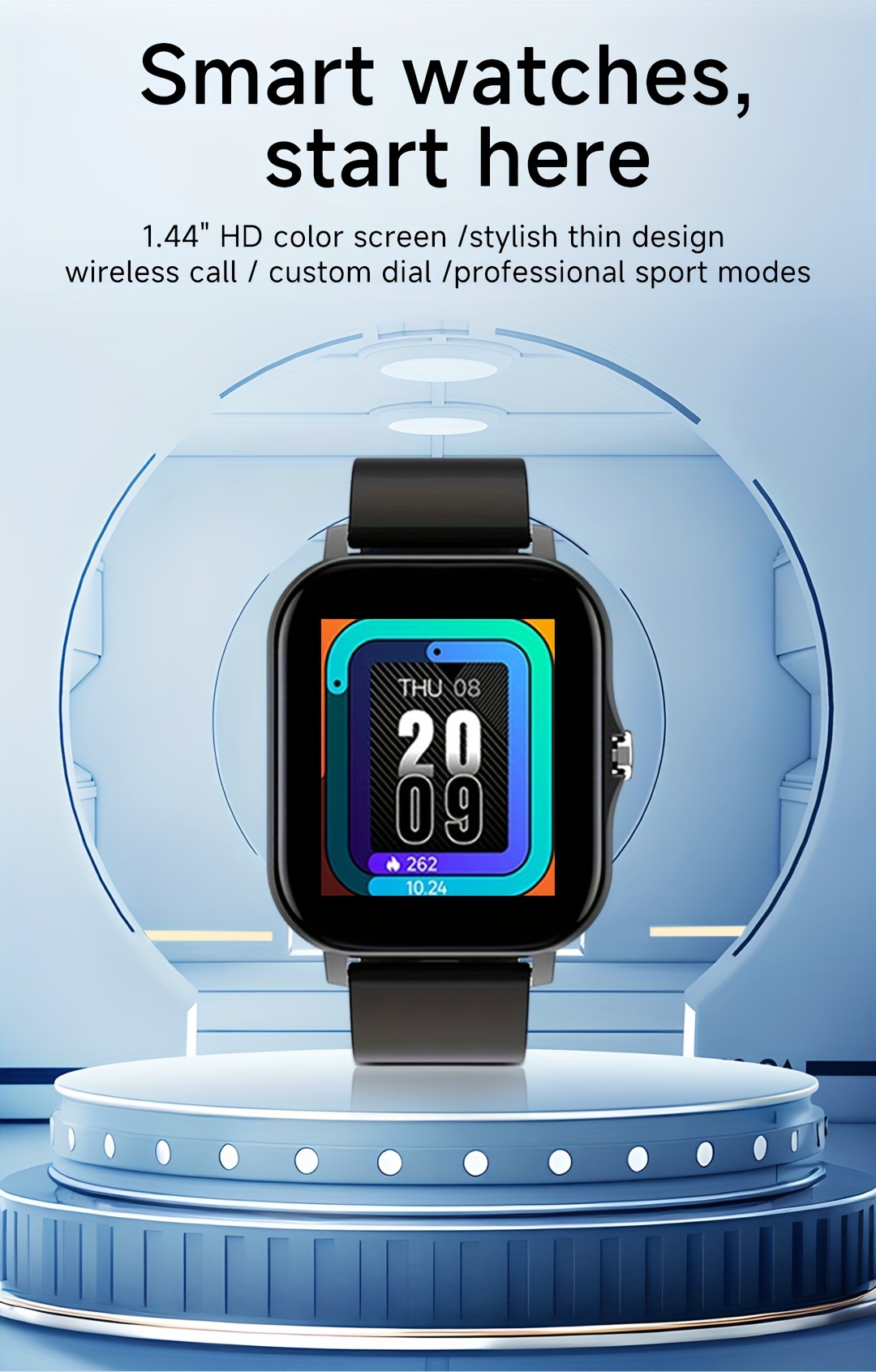 supporting hebrew new smart watch wireless calling receiving multiple sports modes sedentary reminder weather forecast message notification multi sport mode for android for iphones for men women as a gift sport style details 0