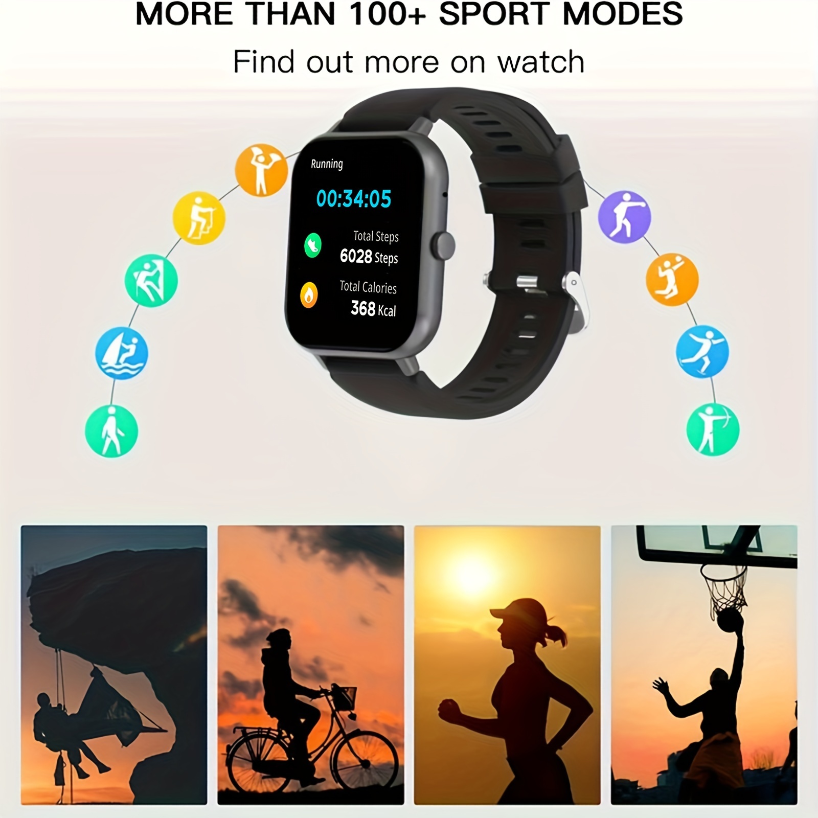 smart watch wireless calling dial multi sport mode for iphone andriod fitness monitoring sms reminder information reminder various app reminders suitable for men and women sports watches change wallpaper details 0