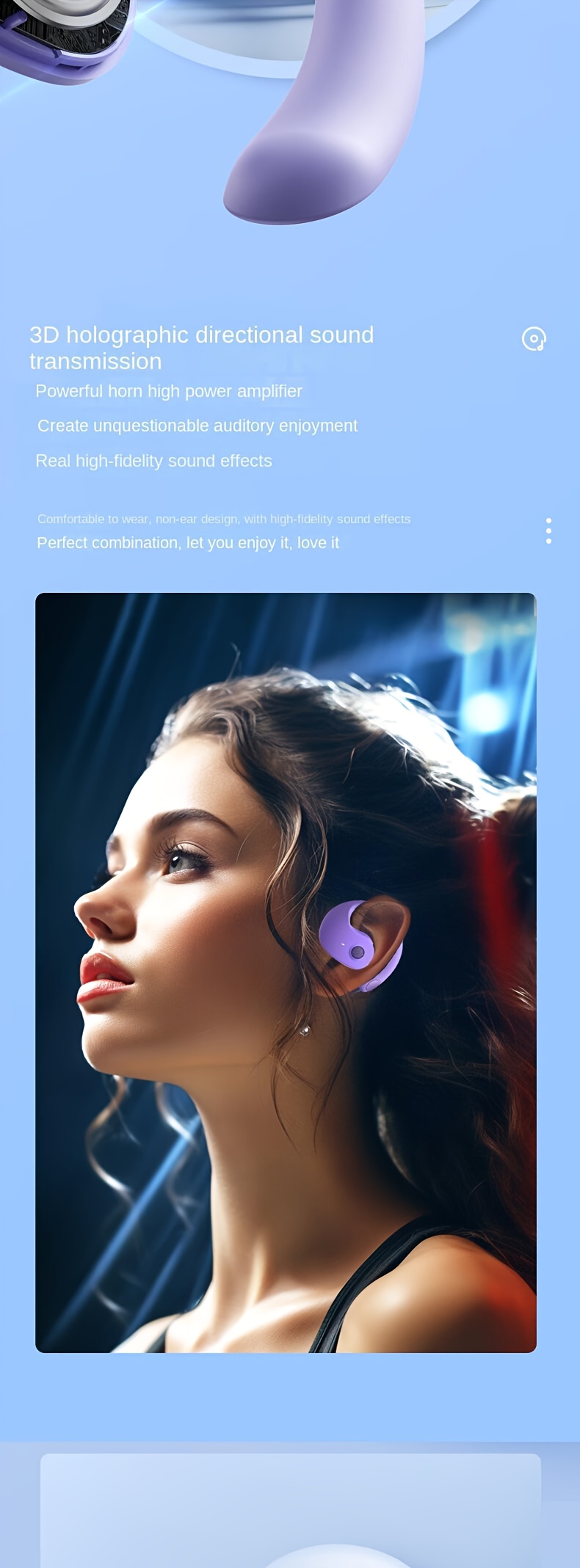 portable wireless headset does not enter the ear hook over the ear high power ultra long battery life earphone suitable for any mobile phone wireless connection details 4