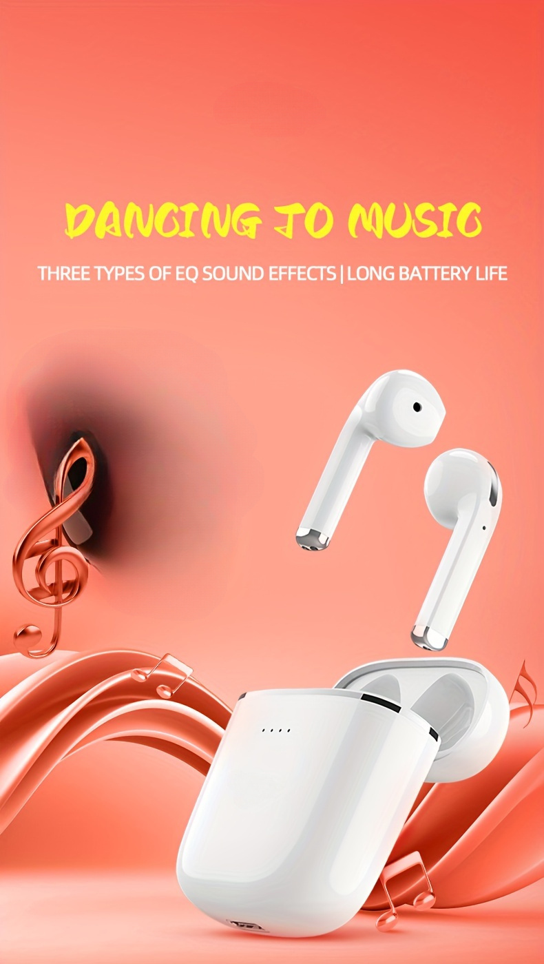 wireless headphones white wireless earbuds semi in ear noise reduction voice control heavy bass   music sports cycling talk eq tuning 33h   life residual battery display festive gifts details 0